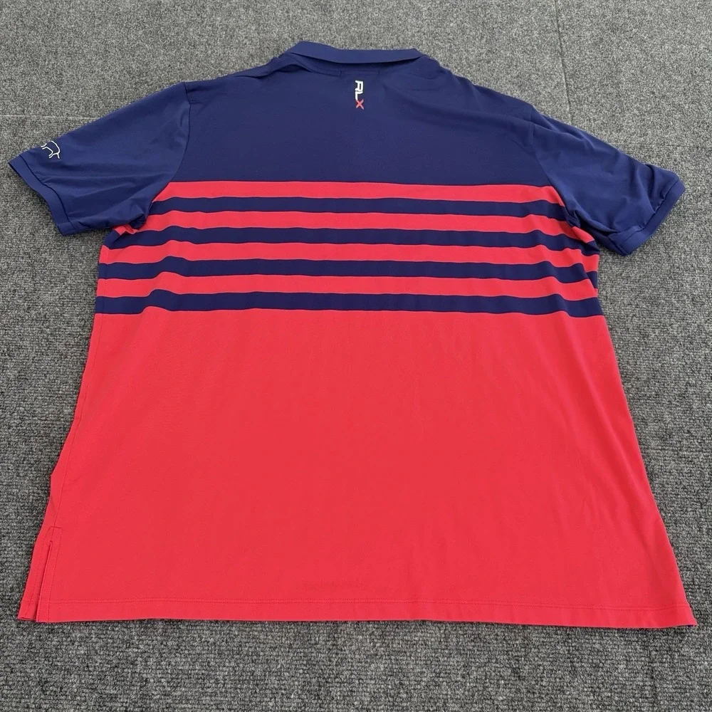 Gozzer Ranch Ralph‎ Lauren RLX Golf Polo Men's Sz XL Color Block Pocket Blue Red